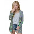 thumbnail image 5 of MKOSPLRT Girls Cardigans Kids Fashion Open Front Long Sleeve Knit Sweaters Funny Sequined Print Outerwear with Pockets 5-14 Years, 5 of 7