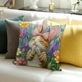 thumbnail image 3 of YILUYINQING Spring Easter Pillow Covers  Lovely Cow Cat and Ginger Cat Wearing Bunny Ears Throw Pillow Covers Tulip Floral Pillow Case for Easter Decoration Sofa Patio Garden 20x20in, 3 of 5
