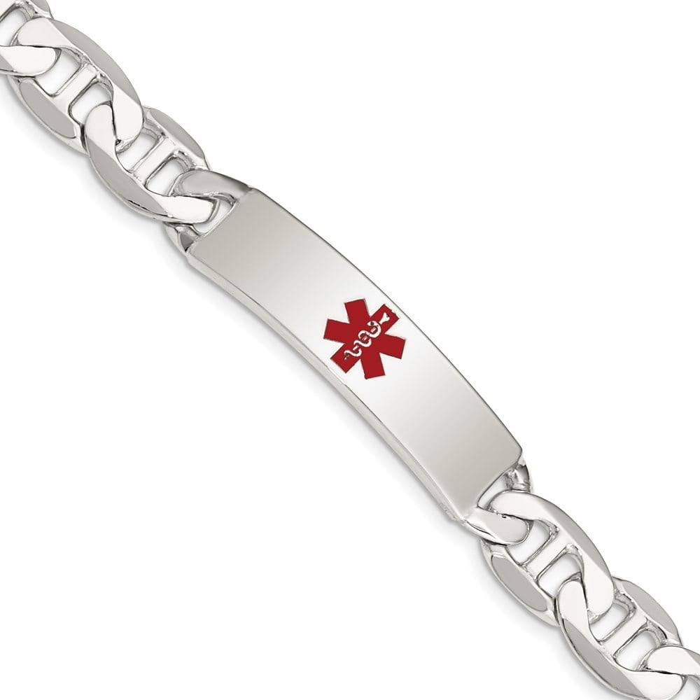 Auriga Fine Jewelry 925 Sterling Silver Anchor Link Id Bracelet 7.5 inch for Women (L- 7.5inch, W- 10mm)