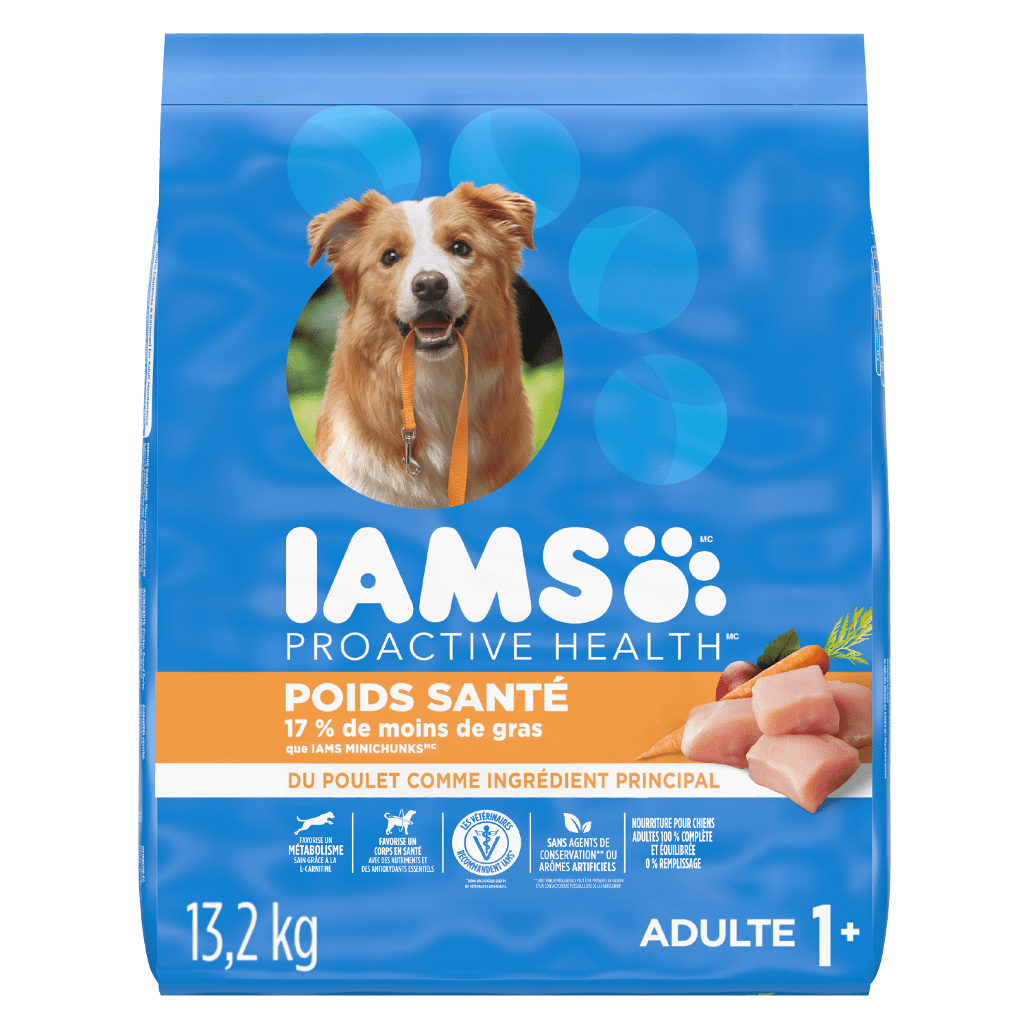 Iams Adult Healthy Weight Control Dry Dog Food with Real Chicken 13.2kg