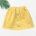 thumbnail image 3 of GiLiling Denim Skirts for Girls Mini Skirt Elastic Waist A-Line Skirt with Large Pockets and Decorative Buttons for Casual Everyday Wear (Yellow, 5-6 Years), 3 of 5