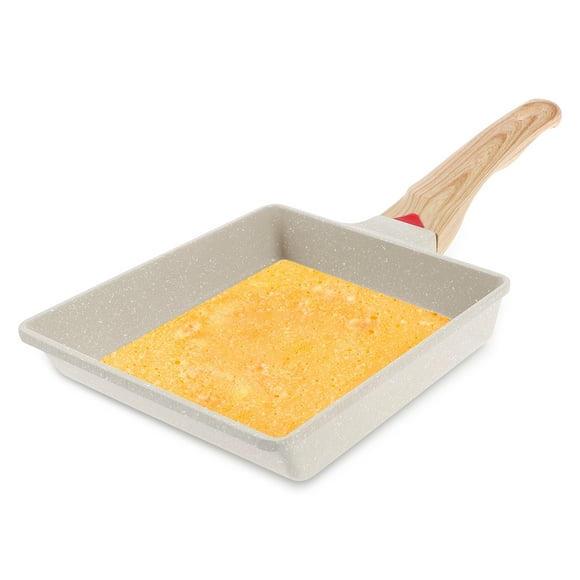 Wekvgz Tamagoyaki Pan Nonstick Japanese Omelette Pan with Wood Handle Practical Egg Roll Pan Multifunctional Tamago Pan Uniform Heating Egg Frying Pan Rectangle Egg Omelette Pan for Home