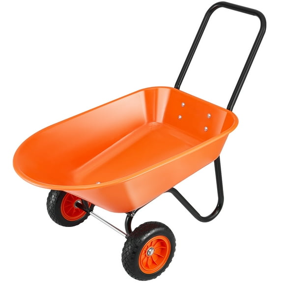KFFKFF Wheelbarrow Cart, 5 Cu. Ft. Capacity, 397 lbs Load, Dual-Wheel Garden Dump Cart with Handle & 10" Wide Wheels, Utility Yard Wagon for Outdoor Lawn and Garden Use