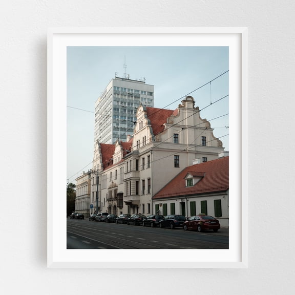Łódź Architectural 02 - Łódź Łódzkie Poland Photography White Framed Wall Art Print 16 x 20 inches