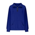 thumbnail image 2 of VISALY Pullover Sweatshirt for Womens Oversized Sweatshirt Quarter Zip Pullover with Pocket Collared Long Sleeve Shirts Loose Fit Tops Trendy Outfits Clothes Fall Sweaters Blue S, 2 of 9