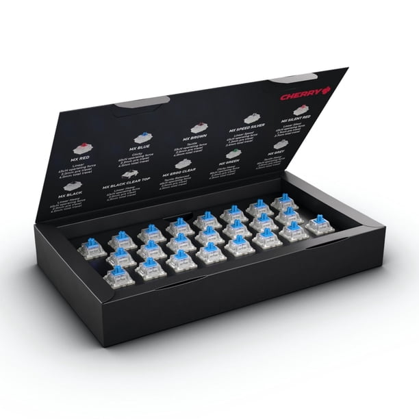 Kit de interruptores CHERRY MX RGB azules, 23 interruptores de teclado mecánico, para teclados DIY, Hot-Swap o para juegos, interruptor táctil con clic (Clicky), alto y perceptible
