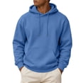 thumbnail image 2 of HAJWOH Hoodies For Men Long Sleeve Pullover Vintage Breathable With Kangaroo Pockets Solid Comfy Hood, 2 of 5