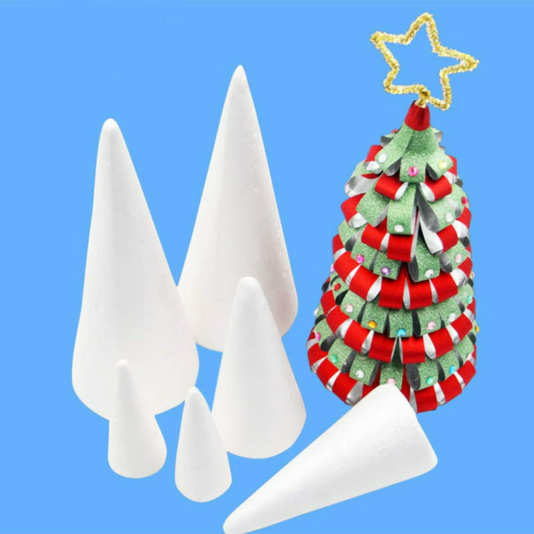 Clupup Styrofoam Foam Cones Polystyrene for Crafts DIY Painting Triangle  Tree White Foam Cones DIY Home Craft Kids Styrofoam Cones for Christmas  Tree Flower Center Art Supplies 