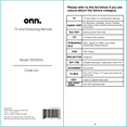 Onn universal 3 device remote black compatible for tv streaming