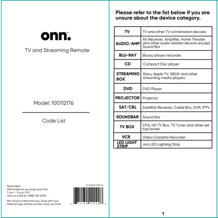 ONN. UNIVERSAL 3-DEVICE REMOTE, BLACK, COMPATIBLE FOR TV, STREAMING, SOUNDBAR