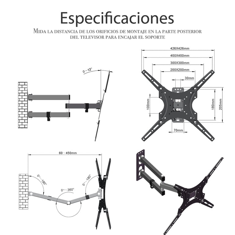 Ktaxon Full Motion Swivel TV Wall Mount Bracket with 180° Rotation