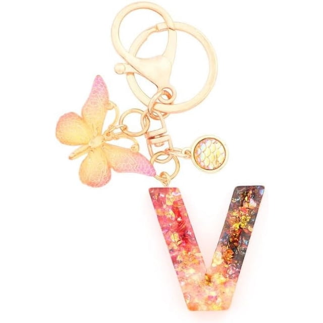 Letter Keychain,26 Letters A-Z Decorative Letter Keychain,Name Keychain for Women Girls Men Teenager Gift