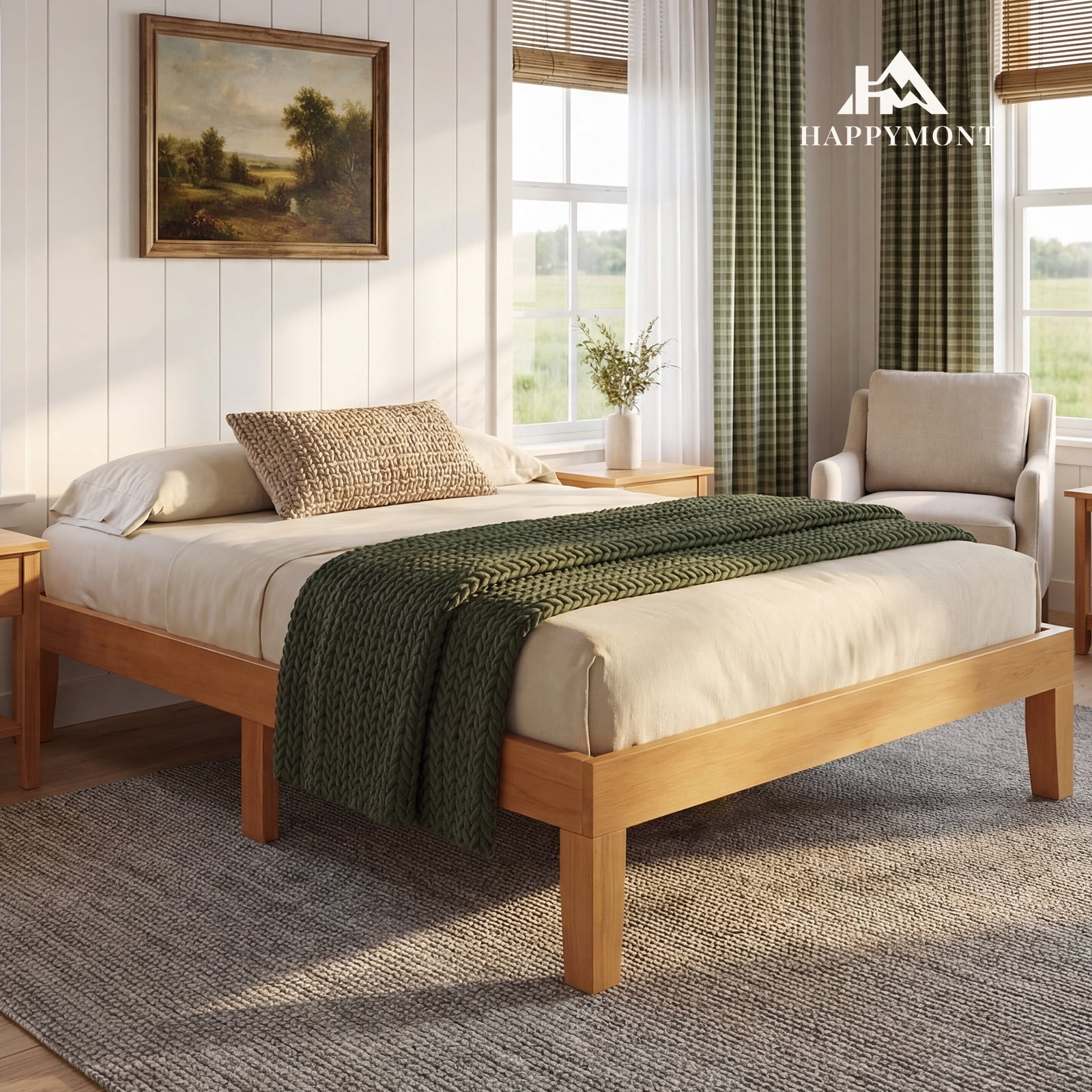CONCETTA 12 Inch Twin Natural Pine Platform Bed Frame, Wood Slat Support, No Box Spring Needed