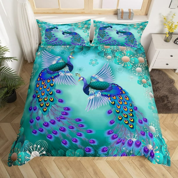 Funda Nórdica Bohemia Pájaros Exóticos Animales juegos de cama Azul Marino