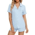 thumbnail image 2 of Lixiuxyad Pajama Womens Womens Pajamas Set Short Sleeve Sleepwear Button Down Nightwear Shorts Soft Home Wear Sets, 2 of 5