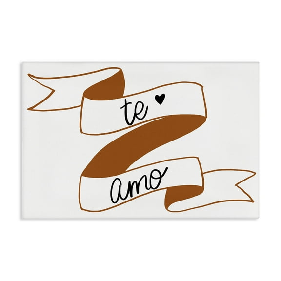 Stupell Industries Te Amo con Cinta Inspirational Quotes & Sayings Painting Wrapped Canvas Art Print Wall Art, 24 x 16
