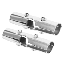 Voiceine 2 Sets Stainless Closet Rod Connectors Combined Pipe End Sockets with Bolts