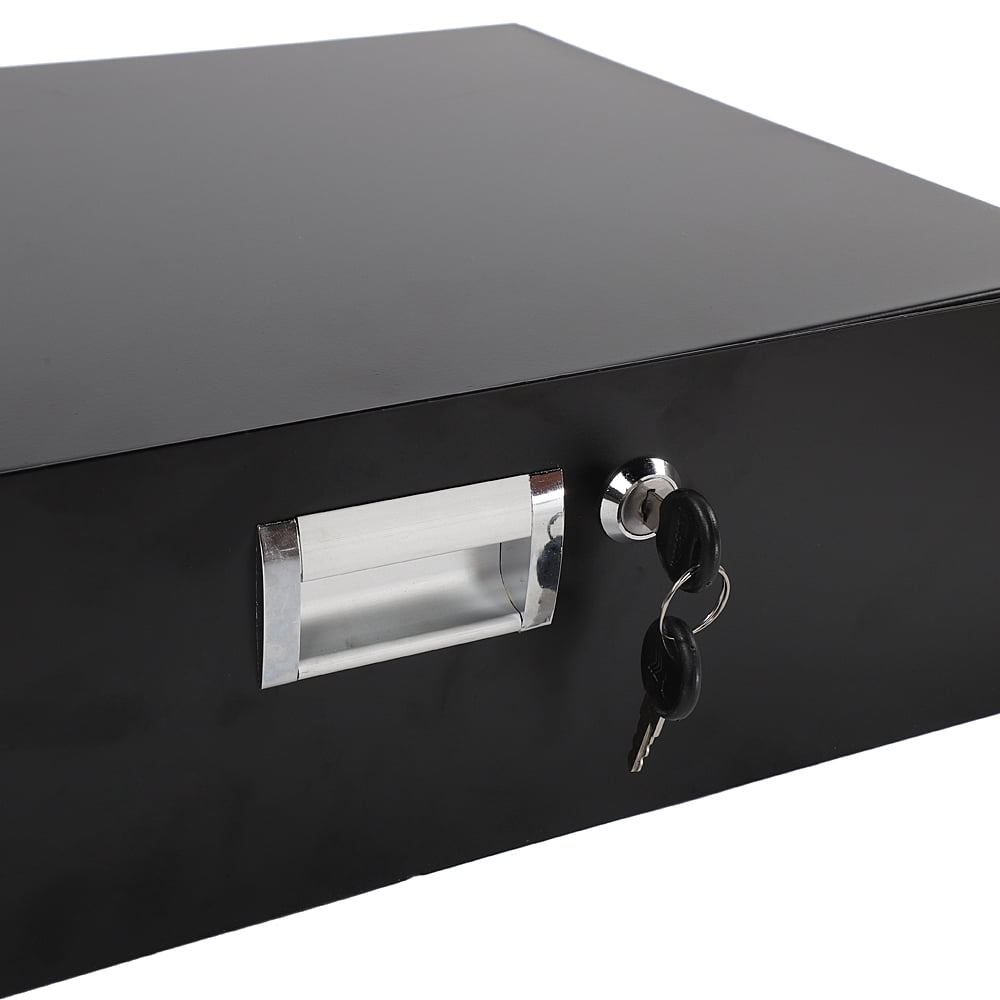 19" 3U Steel Plate DJ Drawer Equipment Cabinet with Keys Black