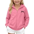 thumbnail image 2 of Fnooota Girls Hoodies with Zipper, Casual Printed Fleece-lined Long Sleeve Lightweight Jackets Pink Size 7-8 T, 2 of 7