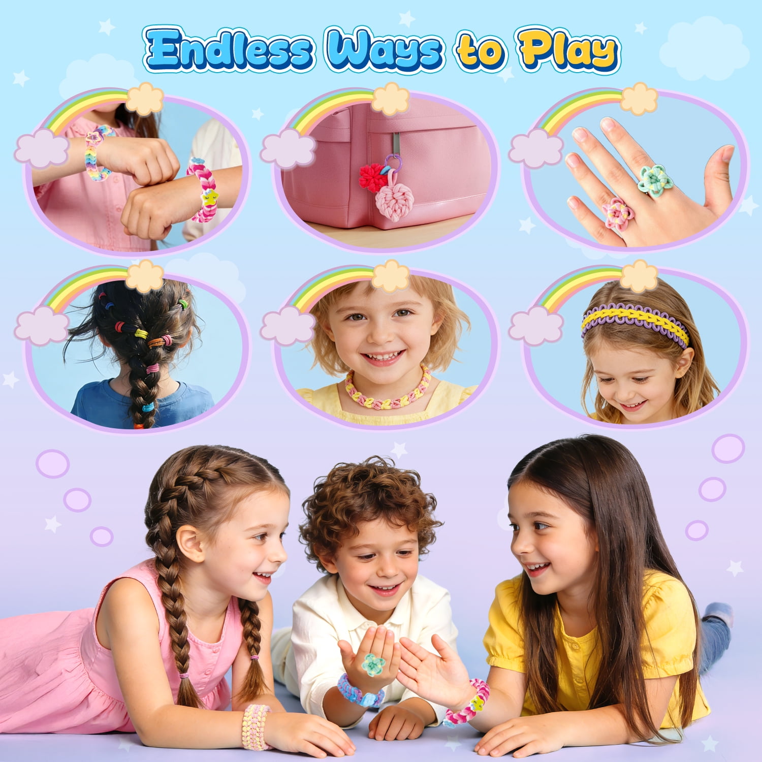 Carsky Unicorn Bracelet Making Kit for Girls, 1000+ Loom Bands DIY Friendship Bracelet Set with Organizer Case & Mirror, Charms, Beads, Keychains, Craft Gift Toys for Kids Ages 6+