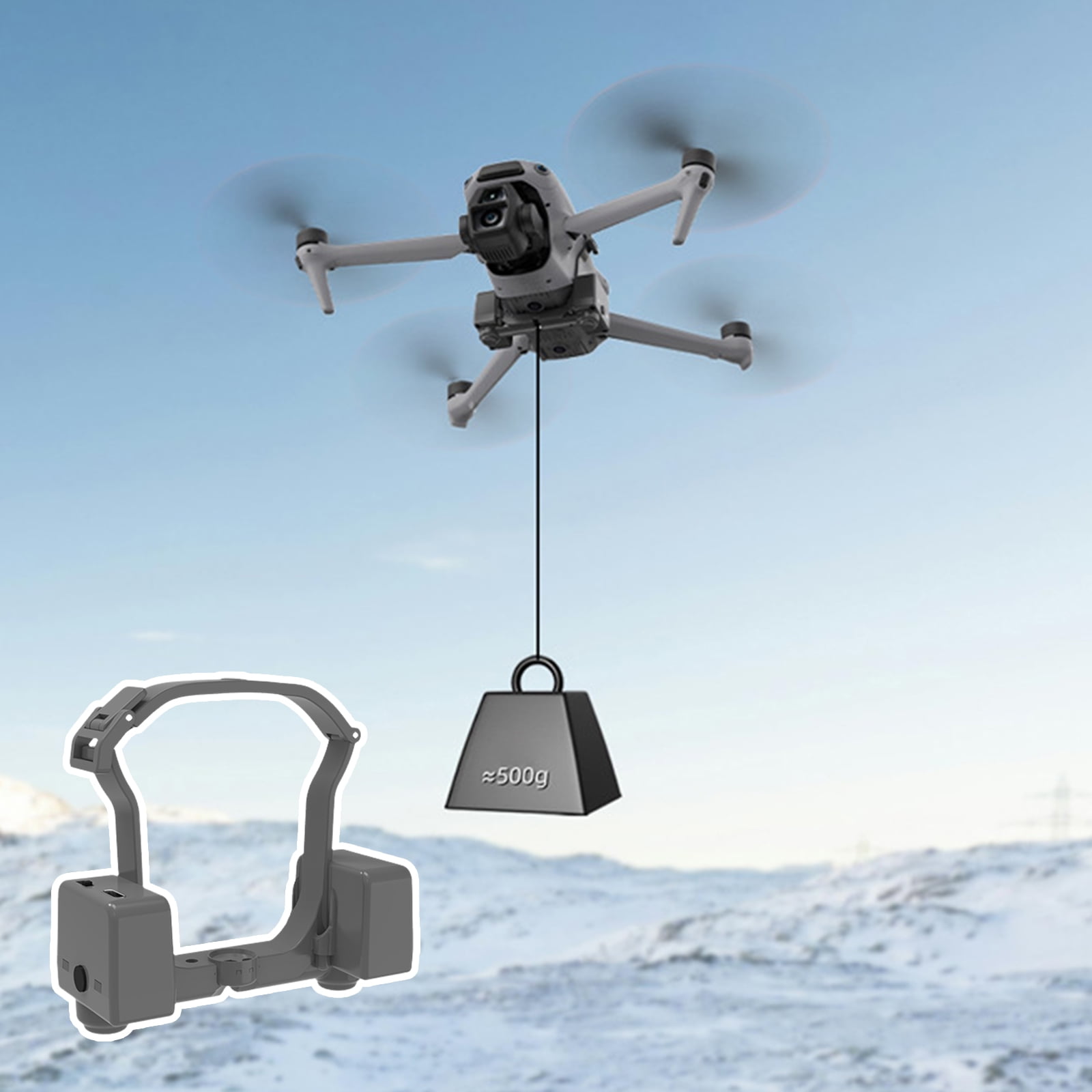 LED Light-Sensitive Airdrop System for DJI Air 3/3S, 500g Payload Drone Thrower Tool, Servo Dropper Attachment with Type-C Charging, Drone Delivery Accessory