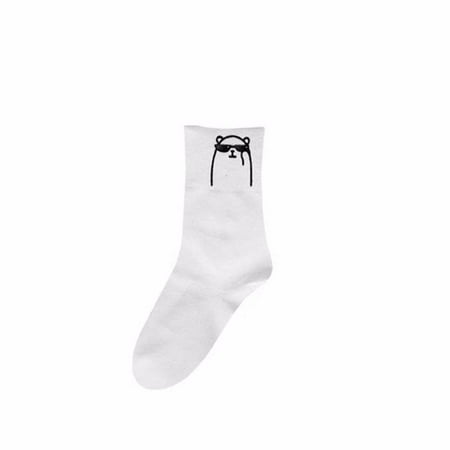 

Simple Soft Black and White Street wear Hip Pop Harajuku College Style Socks Bear Cotton Socks Female Hosiery Mid-tube Sock E