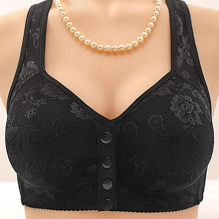 Baodmurt No Underwire Bras for Women Lounge & Sleep Tie-Front Closure Lingerie  Underwear  Black 44A