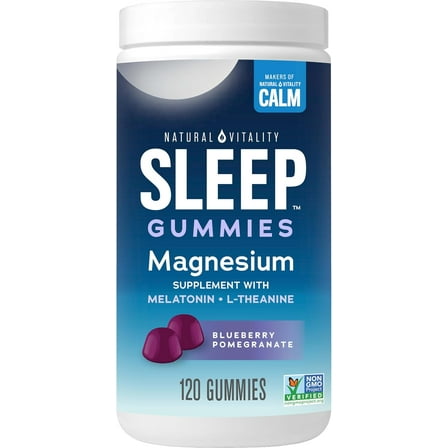 Calm Magnesium Supplement Gummies | Blueberry Pomegranate | 120 Count for Men and Women | by Natural Vitality
