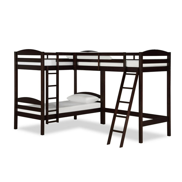 Better Homes Gardens Leighton Triple Bunk Bed Twin Size Espresso Walmart Com Walmart Com
