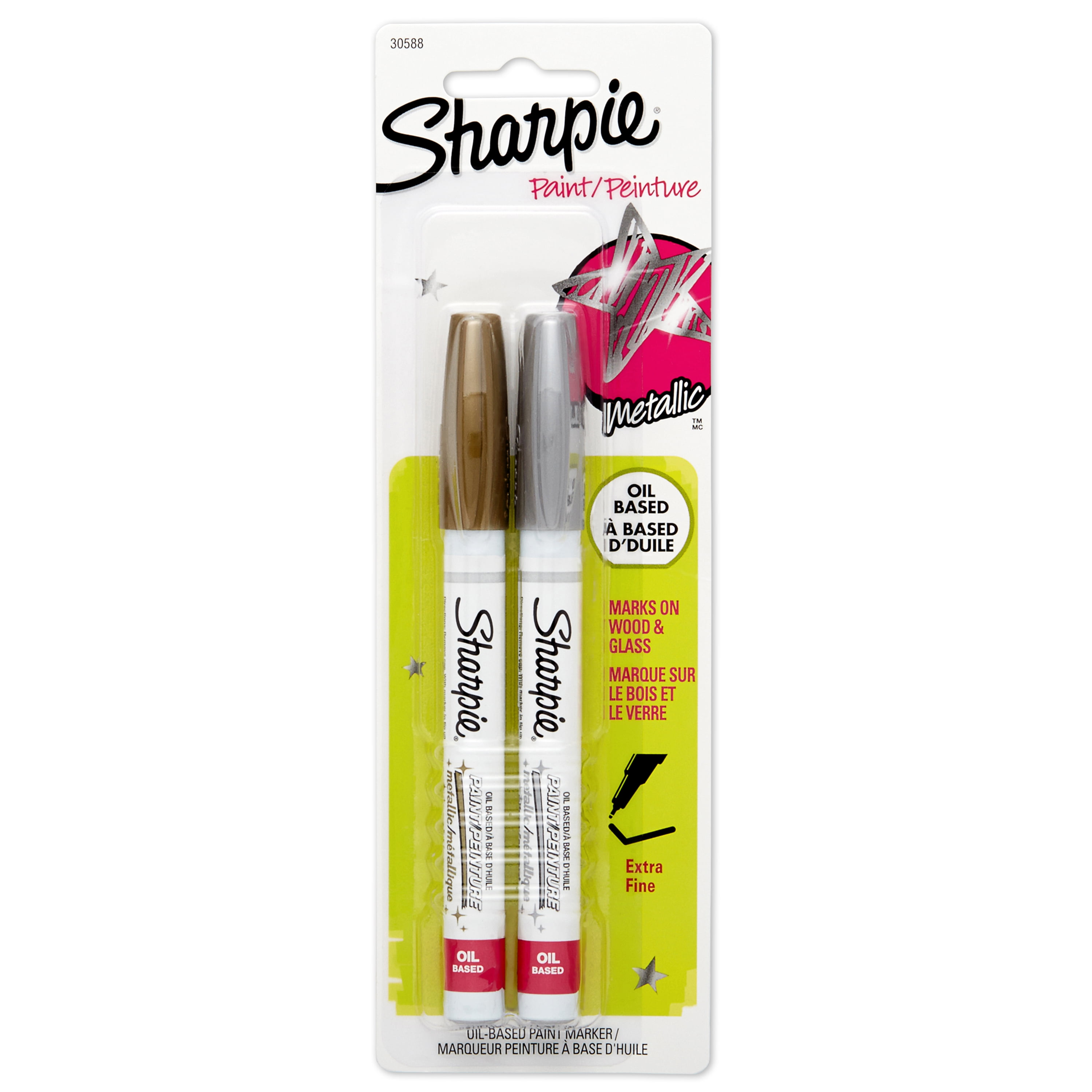 Sharpie Oil-Based Paint Markers, Extra-Fine Point, Metallic Gold & Silver, 2 Pack