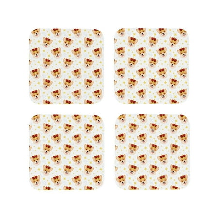 

Fuzoiu Funny Corgi Print Leather Coasters Set Drink Coasters Set of 4 for Tabletop Protection Durable PVC Coasters Home Décor and Housewarming Gift-Square