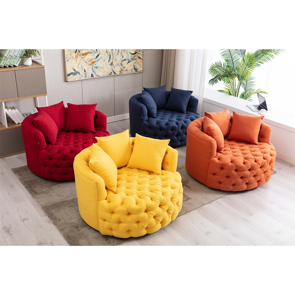 Kepooman Modern Akili Swivel Accent Chair for Hotel Living Room, Leisure Upholstered Half-Moon Metal Shaped Base Shell Chairs, Yellow Kepooman Modern Akili Swivel Accent Chair for Hotel Living Room, Leisure Upholstered Half-Moon Metal Shaped Base Shell Chairs, Yellow