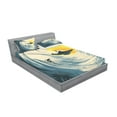 thumbnail image 2 of Ambesonne Ocean Fitted Sheet & Pillow Sham Set, Cloudy Tropical Island, Full, Beige Yellow Navy, 2 of 2