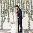 thumbnail image 5 of Sinhoon 2 Pack 6.5 Feet Eucalyptus Garland,Artificial Silver Dollar Eucalyptus Leaves Greenery Garland Wreath Vine Wedding Party Table Backdrop Arch Wall Decor,Grey Green Color, 5 of 5