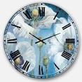 thumbnail image 1 of Designart 'Handpainted White Flower on Blue II' Farmhouse wall clock, 1 of 6