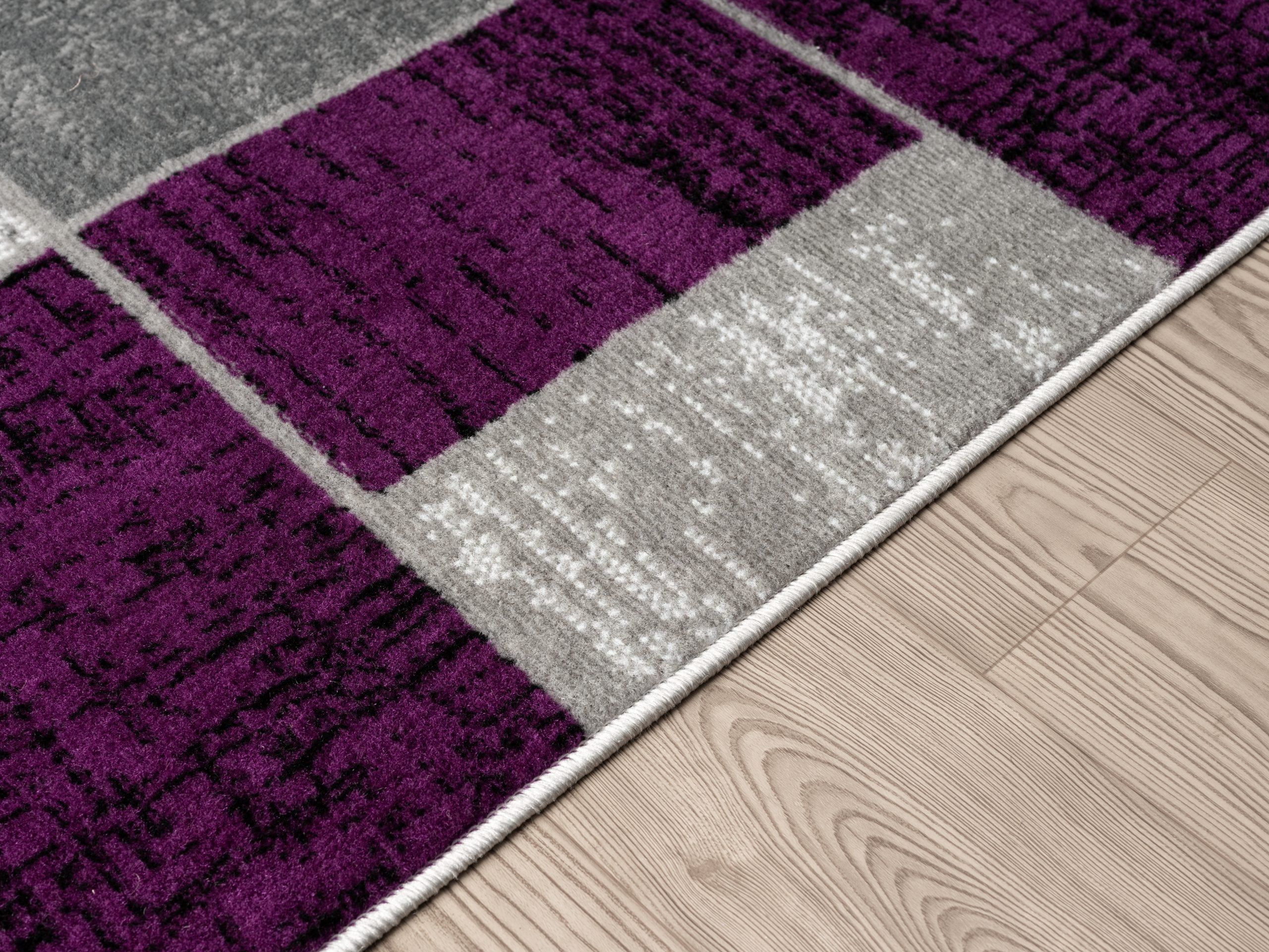 L'Baiet Verena Geometric Area Rug Purple Grey 2' x 6' Small Throw Rugs Carpet for Living Room, Bedroom, Dining Table, Office, Hallway, Foyer | Neutral Colorful Modern Abstract Home Decor