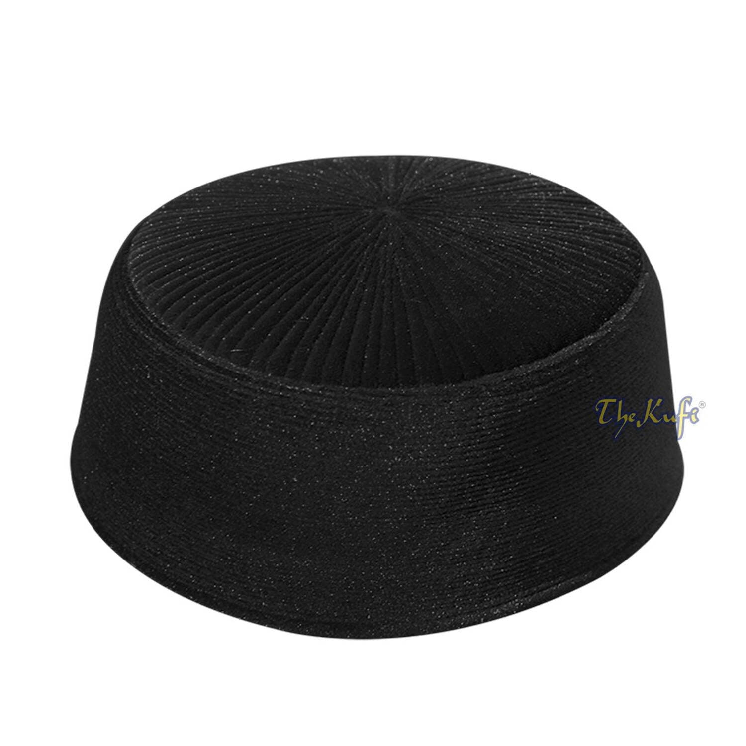 TheKufi® Black Topi Prayer Cap Rigid Velvet Hat Turkish Chechen
