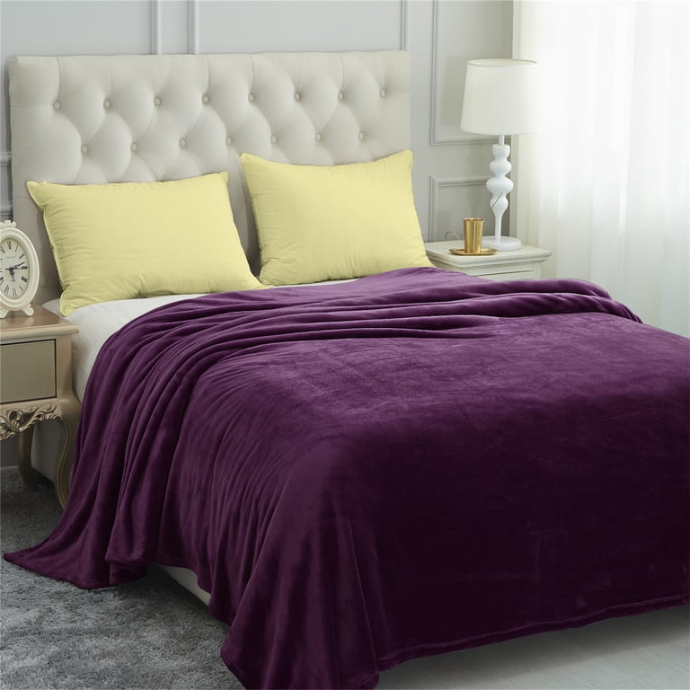 Fleece Bed Blanket, Queen Size, Purple photo 1