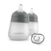 Nanobebe 2 Pack Grey Bottles + Paci