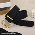 thumbnail image 4 of JASGOOD Women Wide Belt Fashion Suede Belt Ladies Thick Belts with Gold Buckle Black, 4 of 8