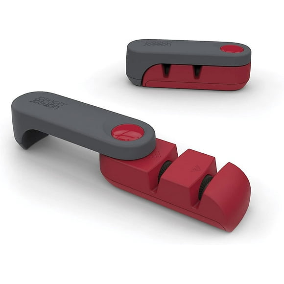 Compact Steel Blade Knife Sharpener - Compact Kitchen Knife Sharpener - Gray And Red (1pcs)