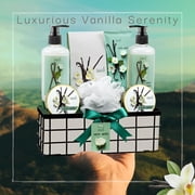 Freida and Joe Warm Vanilla 8 Piece Bath Set Gift Basket Gift Set Care Package for Women and Men