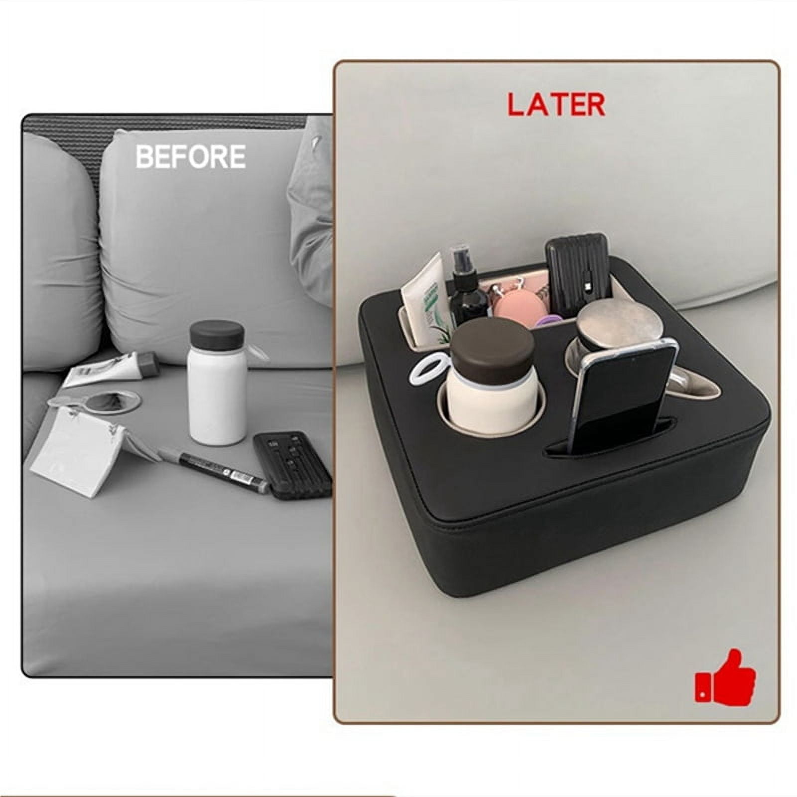 2X Backseat Cup Holder for Car, PU Cup Holder for Couch Sofa Bed, Car Cup Holder for Back Seat Tray Organizer