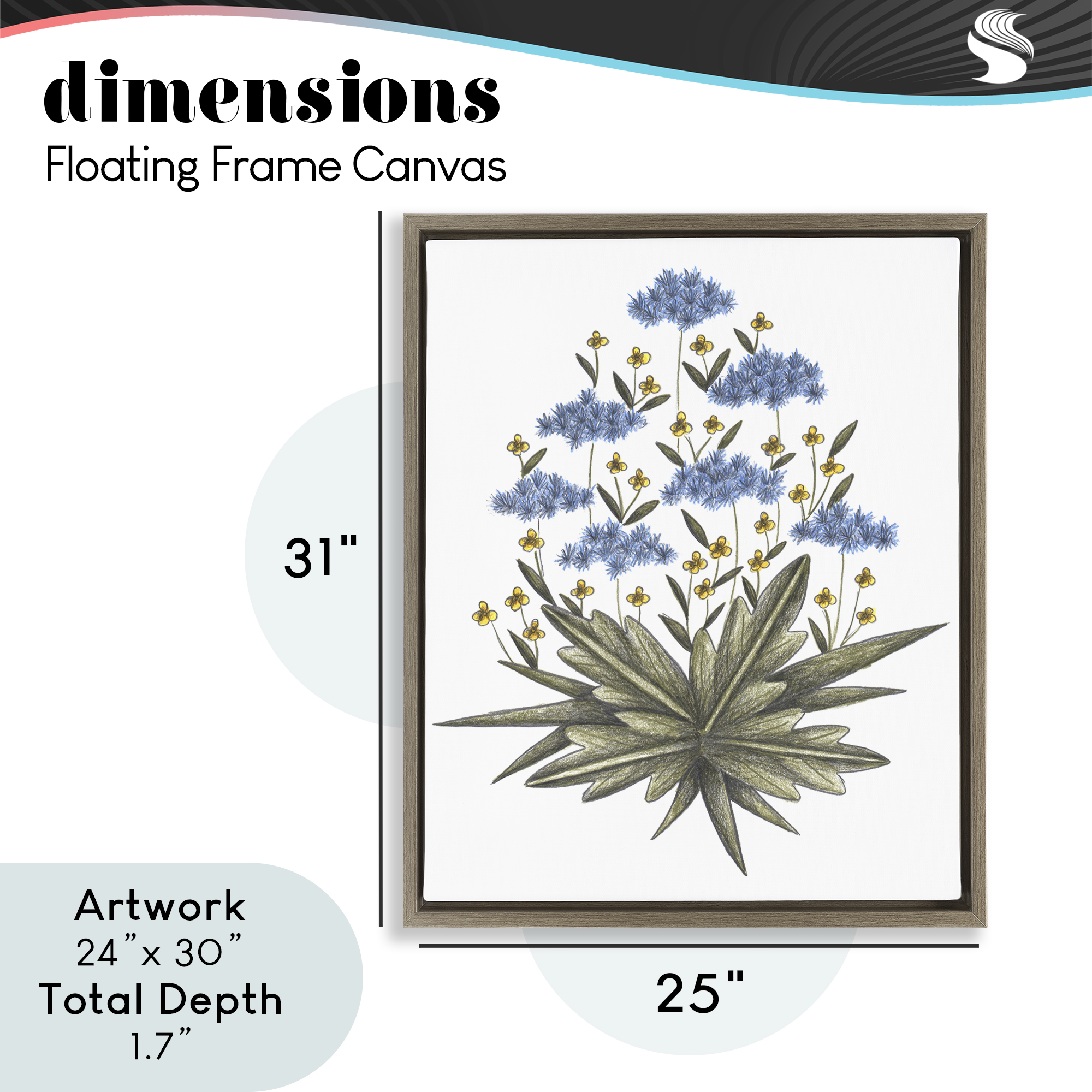 Where Wild Flowers Bloom Brown Framed Floater Canvas Wall Art, design by Cecilia Battaini