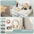 thumbnail image 3 of 15-Drawer Rolling Storage Cart with Metal Tabletop and Pegboard, Scrapbook Paper Office School Organizer,Green, 3 of 8