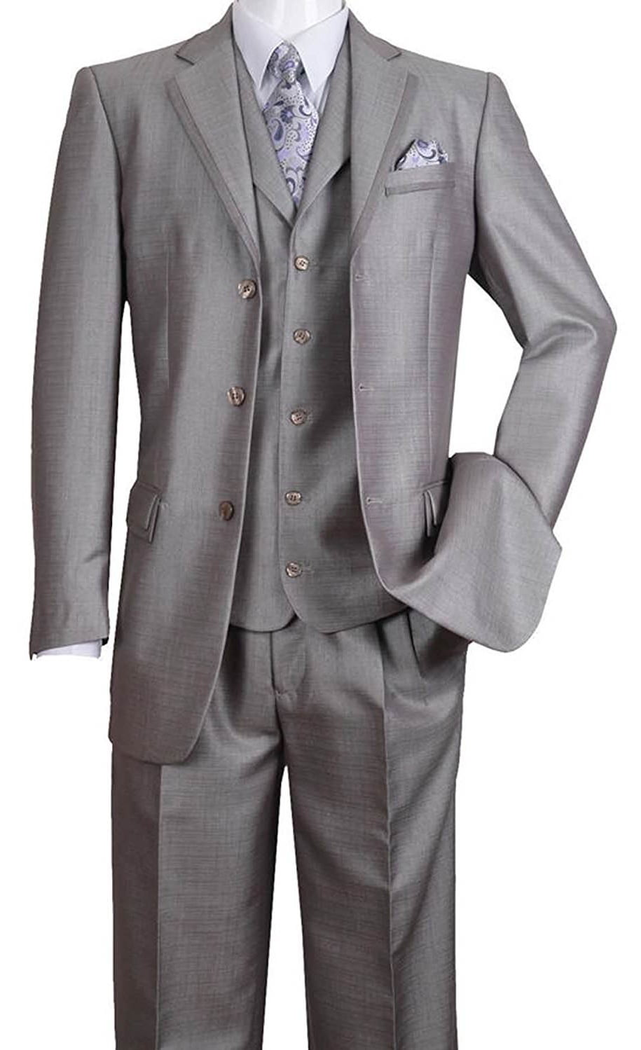 Men's 3 Button Fashion Suit Edged Notch Lapel Jacket w/ Pants Vest Set 5909V 