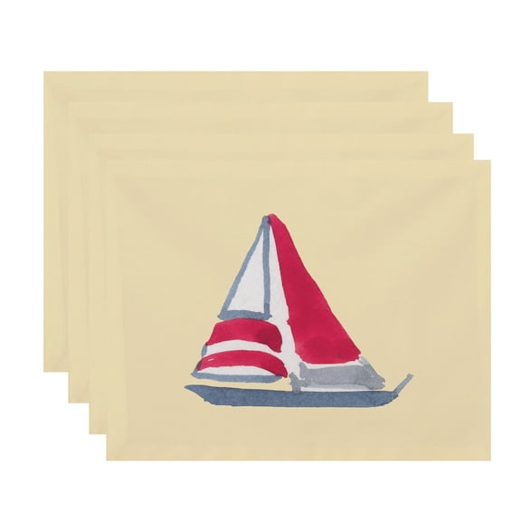 Simply Daisy, 18 x 14 Inch, Sail Away, Geometric Print Placemat (Set of 4), Yellow