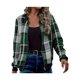 thumbnail image 2 of Chaquetas de Mujer Informales con Cremallera, de Franela A Cuadros, Larga, Holgadas, Ideales para Otoño. Verde M, 2 of 6