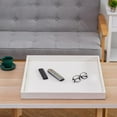 thumbnail image 6 of Hanobe Square Large Ottoman Tray: Extra Large White Serving Tray for Ottomans Big Leather Decorative Tray with Handles for Coffee Table Living Room 22" x 22", 6 of 9