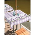 thumbnail image 2 of Outdoor Tablecloths with Umbrella Hole & Zipper, Purple Lavenders 54x54 Inch Square Tablecloths, Spring Floral Plaid Farmhouse Elegant Waterproof Table Cloth, Patio/Pool/Picnic Table Covers, 2 of 8